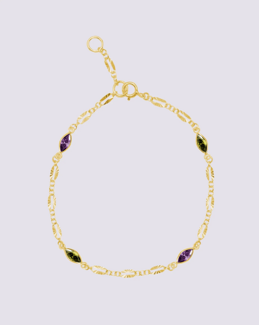 Design Your Birthstone Story | 14K Gold Fill Textured Burst Bracelet
