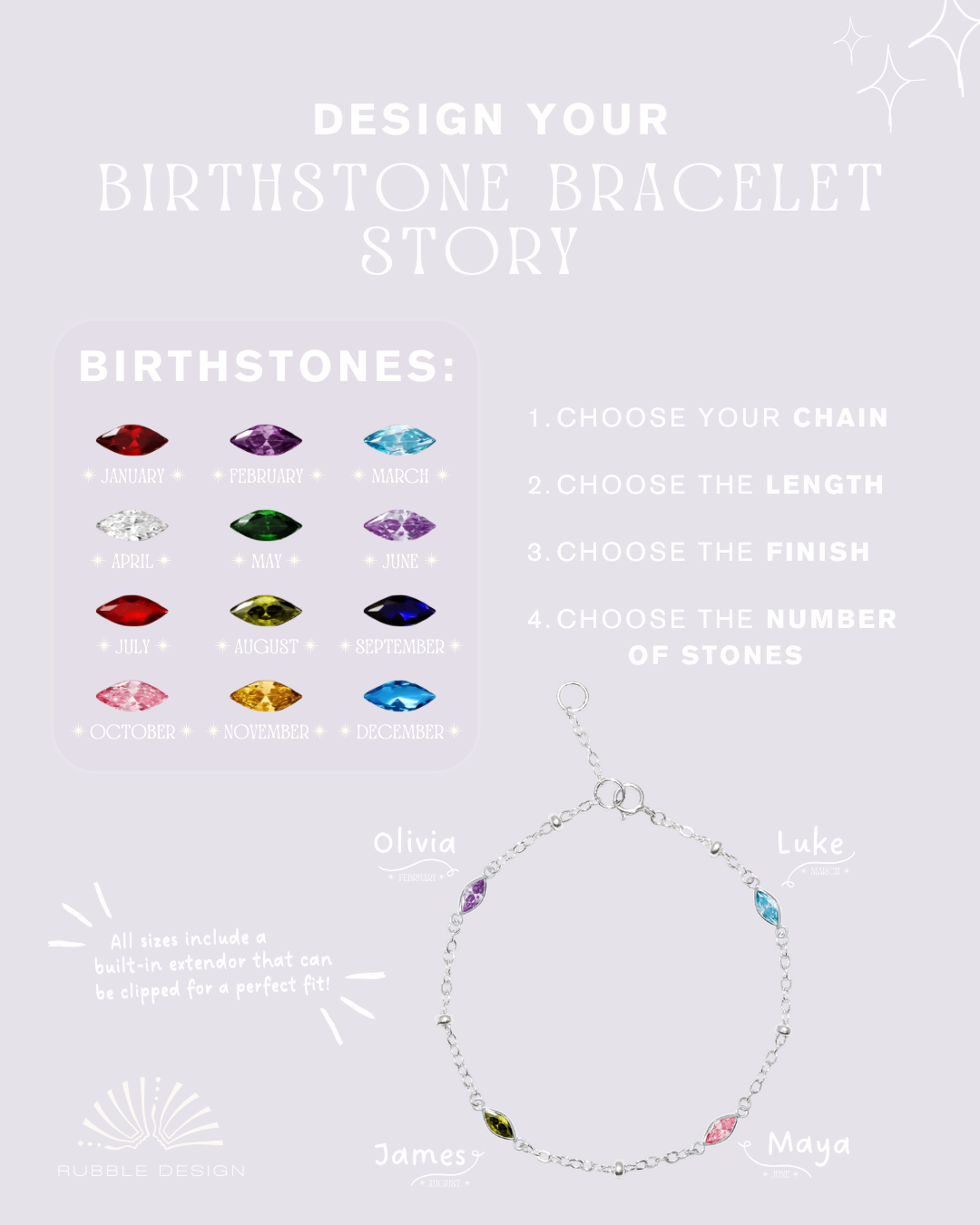 Design Your Birthstone Story | Sterling Silver Beaded Bracelet